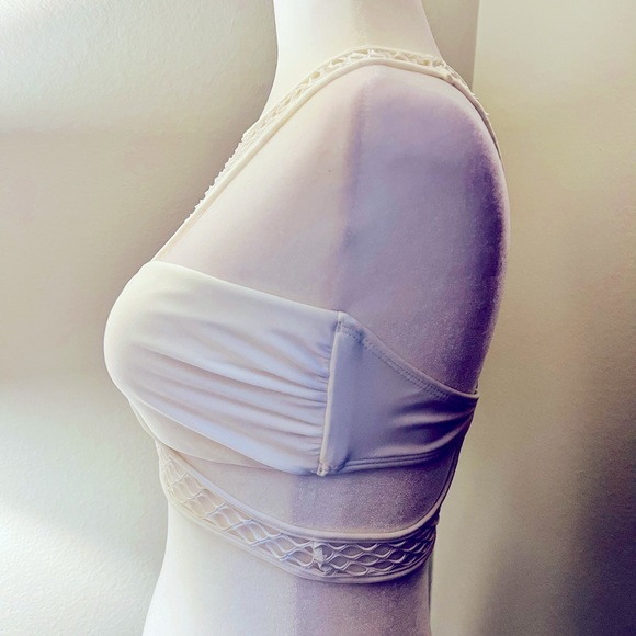 Stylish Luli Fama, two piece bikini, tube top with net overlay, cheeky bottom - Picture 4 of 7